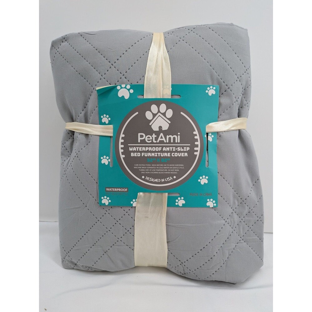 PetAmi Waterproof Anti-Slip Quilted Dog Bed Furniture Cover Grey Pet Protector